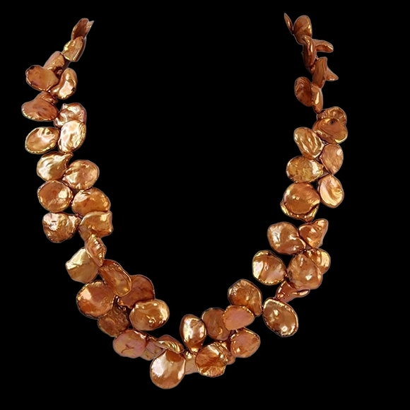 Keishi pearl necklace orange petal pearls hand knotted sterling silver clasp - Picture 8 of 14